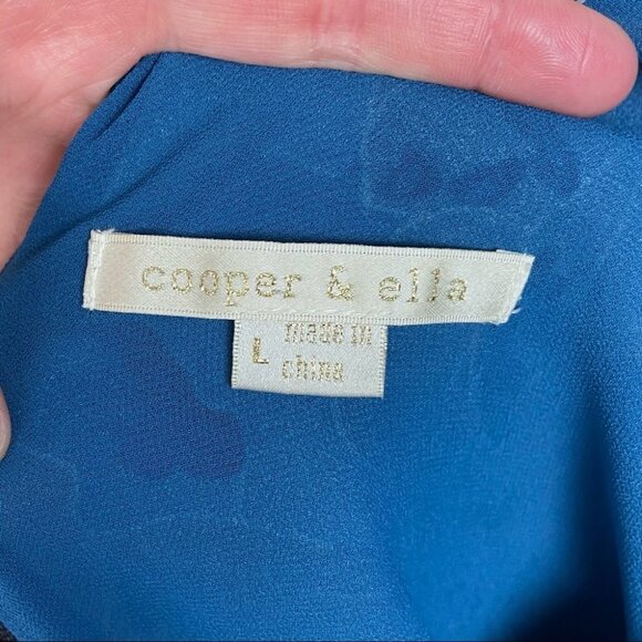 Nordstrom Cooper & Ella Matilda Mini Dress Blue Floral Size Large Ruffle Boho L - Picture 6 of 10